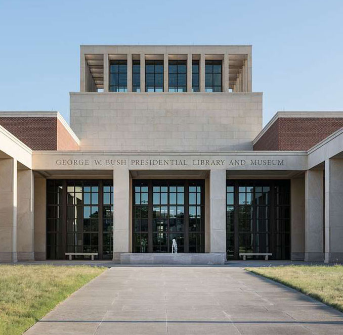 The George W. Bush Library and Museum, located on the campus of Southern Methodist University.